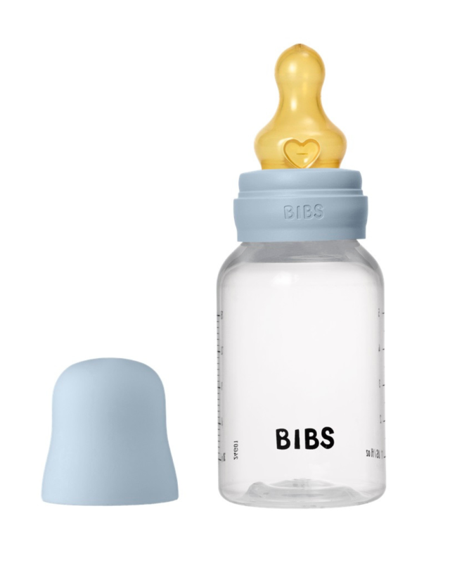 Дитяча пластикова пляшечка BIBS Baby Bottle Round Latex 150 мл Slow Flow, 0+m