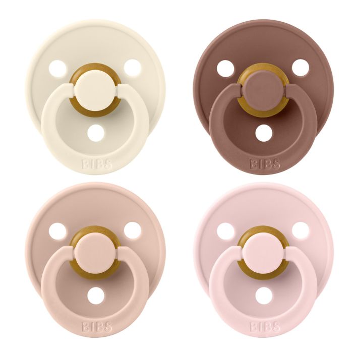 Соски пустушки BIBS 0-6 m Colour Latex Round (круглі) 4 PACK – Ivory/Blush/Woodchuck/Blossom