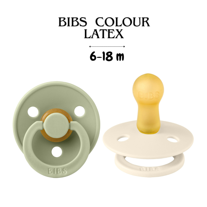 Соска BIBS 6-18 m Colour Latex Round Ivory / Sage, 2 шт