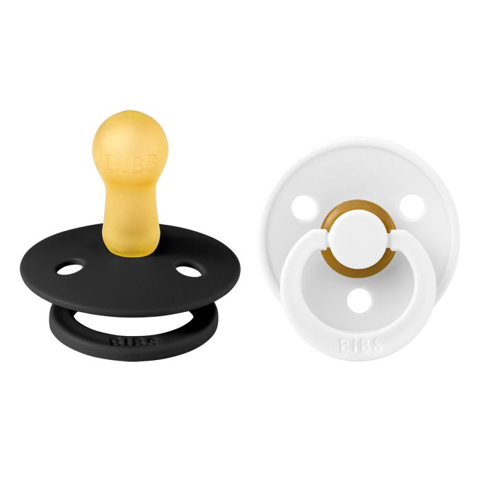 Соска пустушка BIBS 0-6 m Colour Latex Round (кругла) – White / Black (2 в упаковці)