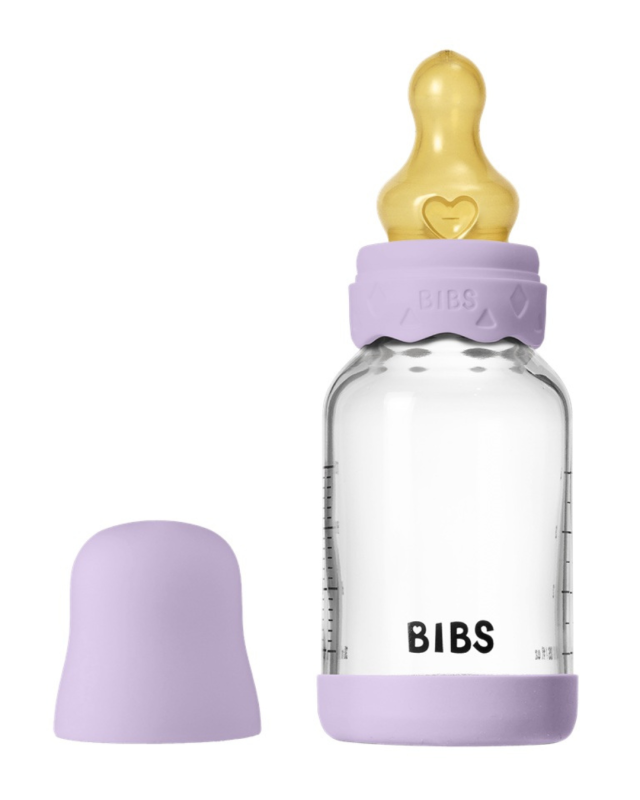 Скляна дитяча пляшечка BIBS Glass Boheme Baby Bottle Round Latex 120 ml, 0+m