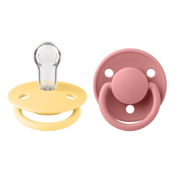 Пустушка BIBS 0-36 m De Lux Silicone Pale Butter/Dusty Pink (2 в упаковці)
