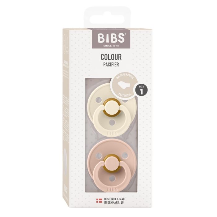 Соска пустушка BIBS 0-6 m Colour Latex Anatomical (анатомічна) – Ivory/Blush (2 в упаковці)
