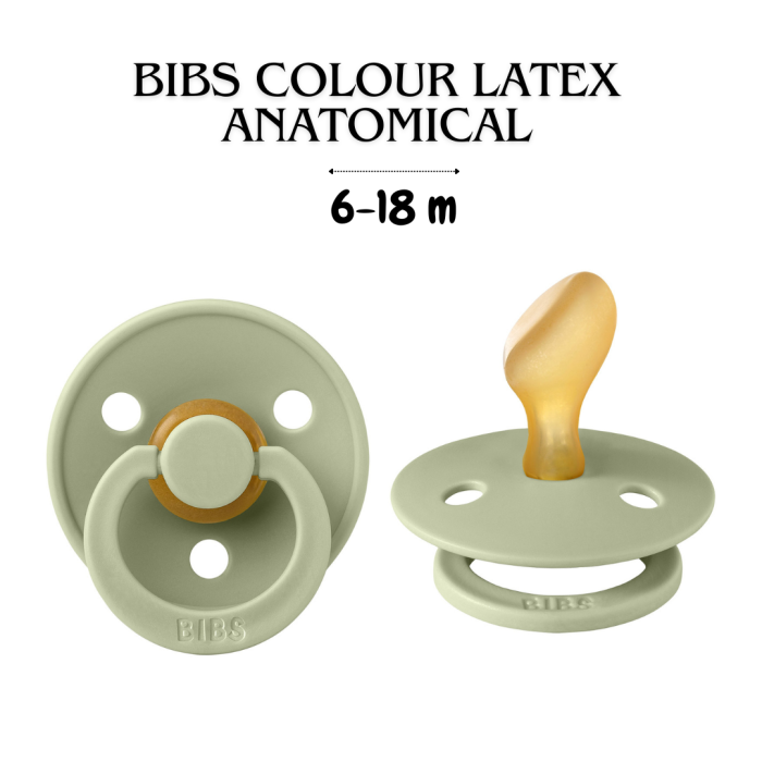 Соска пустушка BIBS  6-18 m Colour Latex Anatomical (анатомічна) – Sage