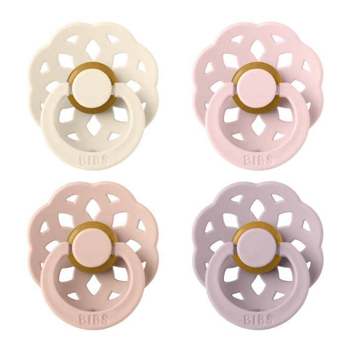 Соски пустушки BIBS 0-6 m Boheme Latex Round (круглі) 4 PACK – Ivory/Blush/Blossom/Dusky Lilac