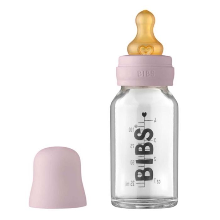 Скляна дитяча пляшечка BIBS Baby Glass Bottle повний комплект Dusky Lilac - 110 ml -