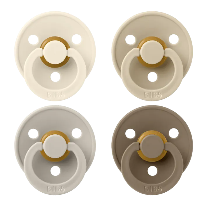 Соски пустушки BIBS 0-6 m Colour Latex Round (круглі) 4 PACK – Ivory/Sand/Vanilla