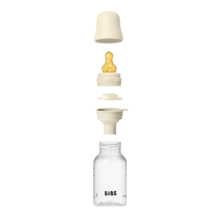 Дитяча пластикова пляшечка BIBS Baby Bottle Round Latex Ivory, 150 ml - 0+m