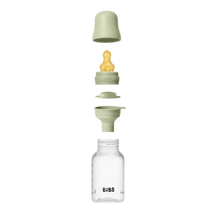 Дитяча пластикова пляшечка BIBS Baby Bottle Round Latex 150 мл Slow Flow Sage