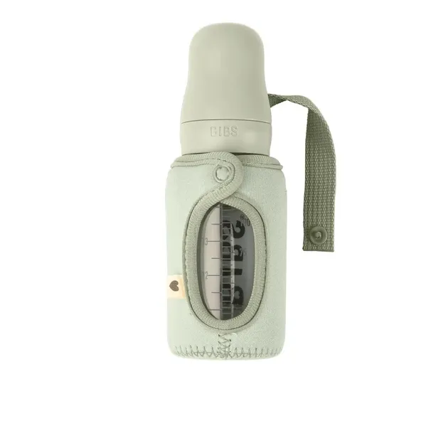 Комплект скляна дитяча пляшечка BIBS Baby Glass Bottle - Sage з чохлом, 110 ml 