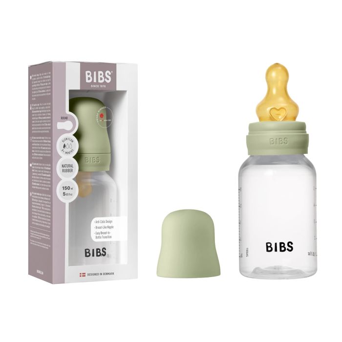 Дитяча пластикова пляшечка BIBS Baby Bottle Round Latex 150 мл Slow Flow Sage