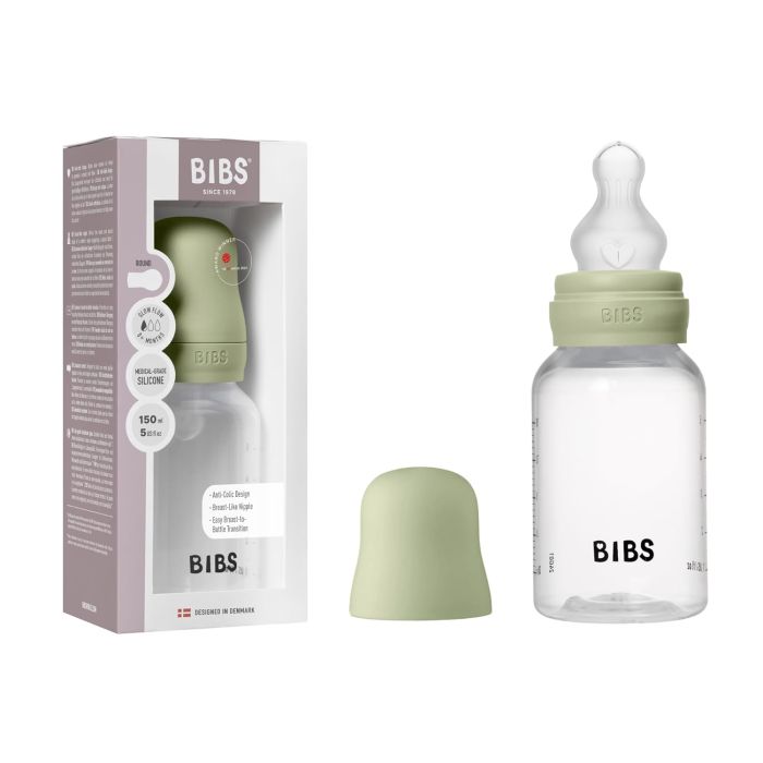 Пластикова дитяча пляшечка BIBS Baby Bottle Round Silicone 150 мл Slow Flow (повільний потік) Sage