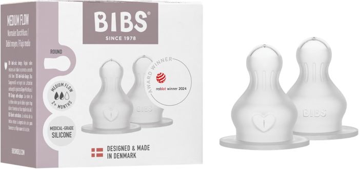 Змінні антиколікові соски для дитячих пляшечок BIBS Silicone  (потік середній), 2 шт. в упаковці