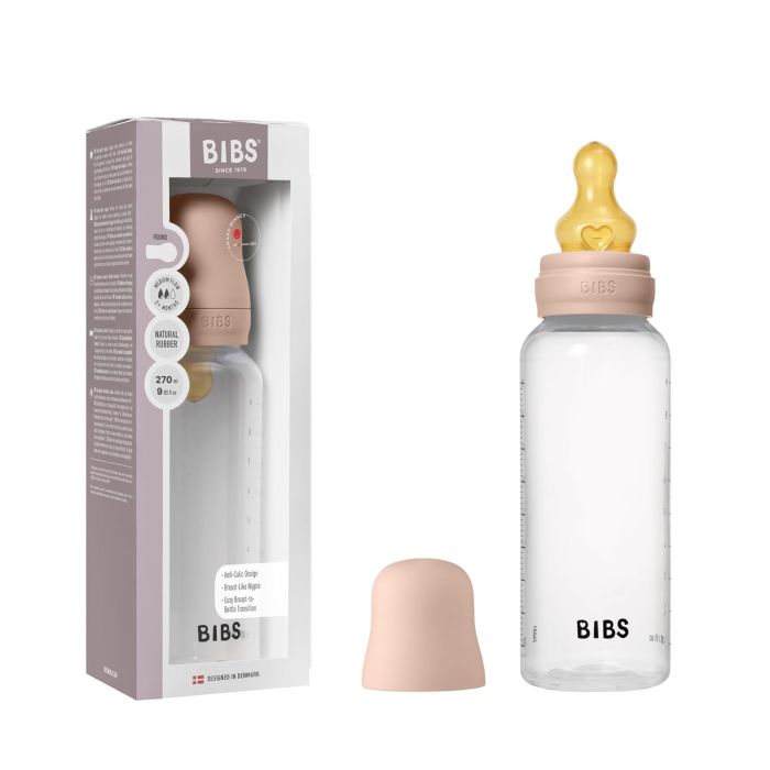 Дитяча пляшечка BIBS Baby Bottle Round Latex 270 мл Medium Flow (середній потік) Blush
