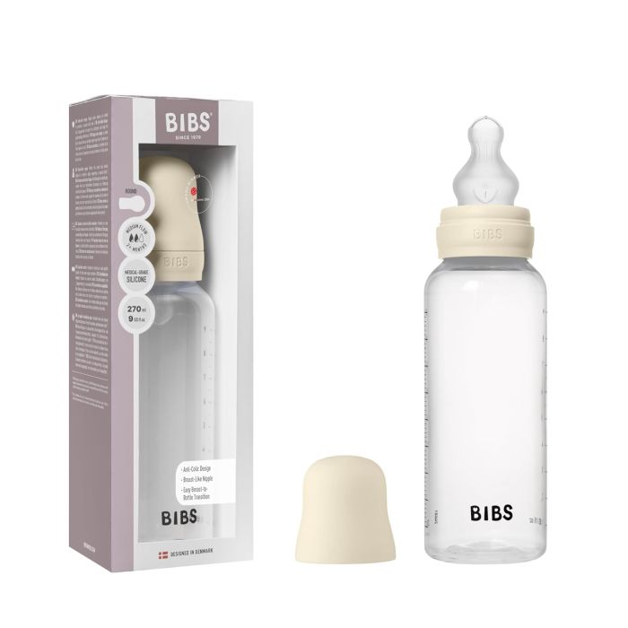 Дитяча пляшечка BIBS Baby Bottle Round Silicone 270 мл Medium Flow (середній потік) Ivory