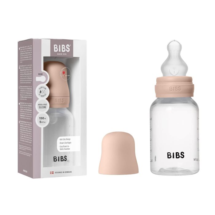 Пластикова дитяча пляшечка BIBS Baby Bottle Round Silicone 150 мл Slow Flow (повільний потік) Blush