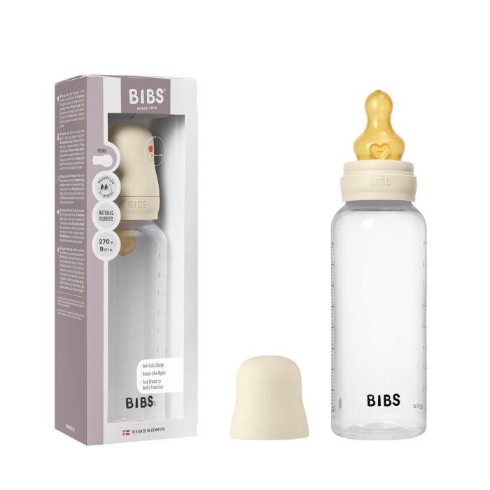 Дитяча пляшечка BIBS Baby Bottle Round Latex 270 мл Medium Flow (середній потік) Ivory
