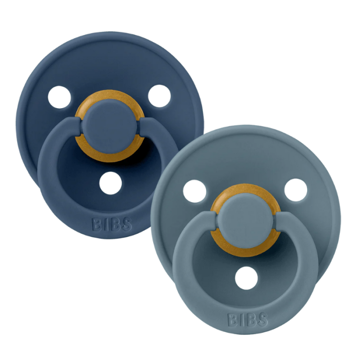 Пустушка BIBS 0-6 Colour Latex Round (кругла) – Steel Blue / Petrol, 2 шт