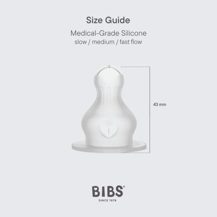 Змінні антиколікові соски для дитячих пляшечок BIBS Silicone  (потік повільний), 2 шт. в упаковці