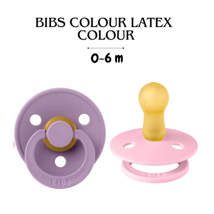 Пустушка BIBS 0-6 Colour Latex Round (кругла) – Lavender / Baby Pink , 2 шт
