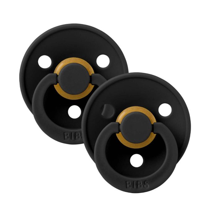 Соска пустушка BIBS 0-6 m Colour Latex Round (кругла) – Black/Black (2 в упаковці)