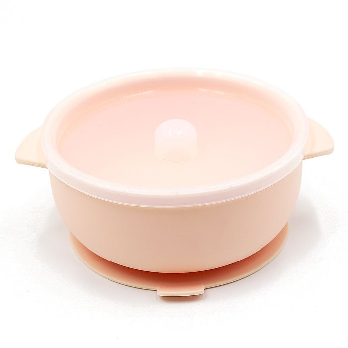 Силіконова тарілка з кришкою &#8211; Soft Pink