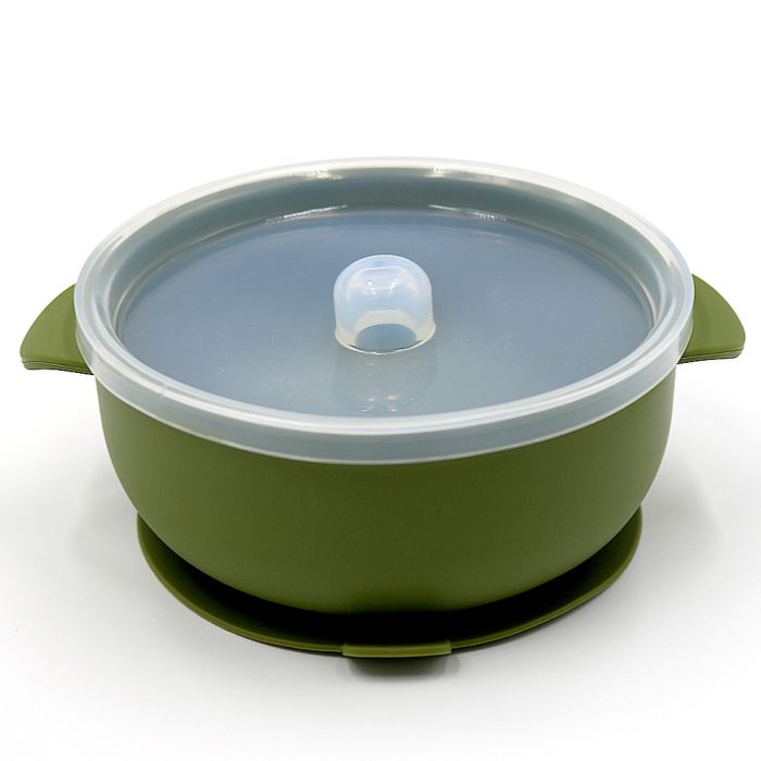 Силіконова тарілка з кришкою Army Green
