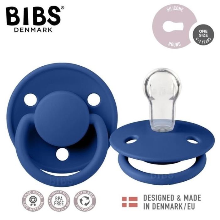 Набір пустушок BIBS 0-36 мес De Lux Silicone Vanilla/Steel Blue, 2 шт