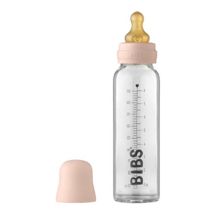 Скляна дитяча пляшечка BIBS Baby Glass Bottle повний комплект Blush - 225ml