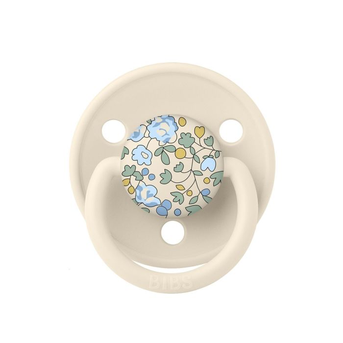 Пустушка BIBS 0-36 мiс De Lux  Silicone  Round (кругла) – Eloise Baby Blue / Ivory Mix, 2 шт