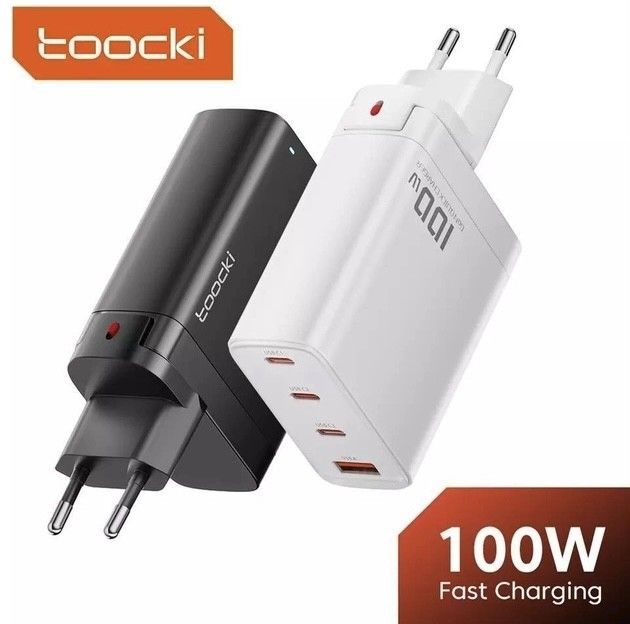 Зарядне TOOCKI 100W GaN Travel Charger (3 Type-c + 1 USB)  White