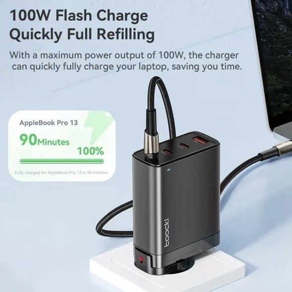 Зарядне TOOCKI 100W GaN Travel Charger (3 Type-c + 1 USB)  White