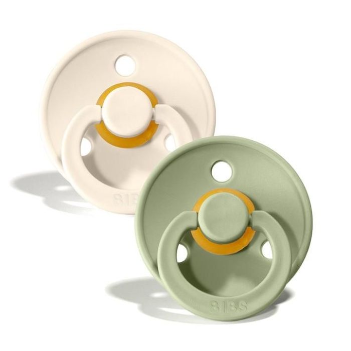 Соска BIBS 6-18 m Colour Latex Round Ivory / Sage, 2 шт