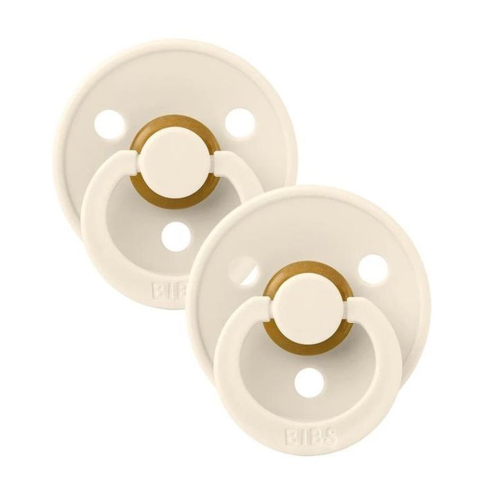 Пустушка BIBS 0-6 m  Colour Latex Round Ivory 2 шт