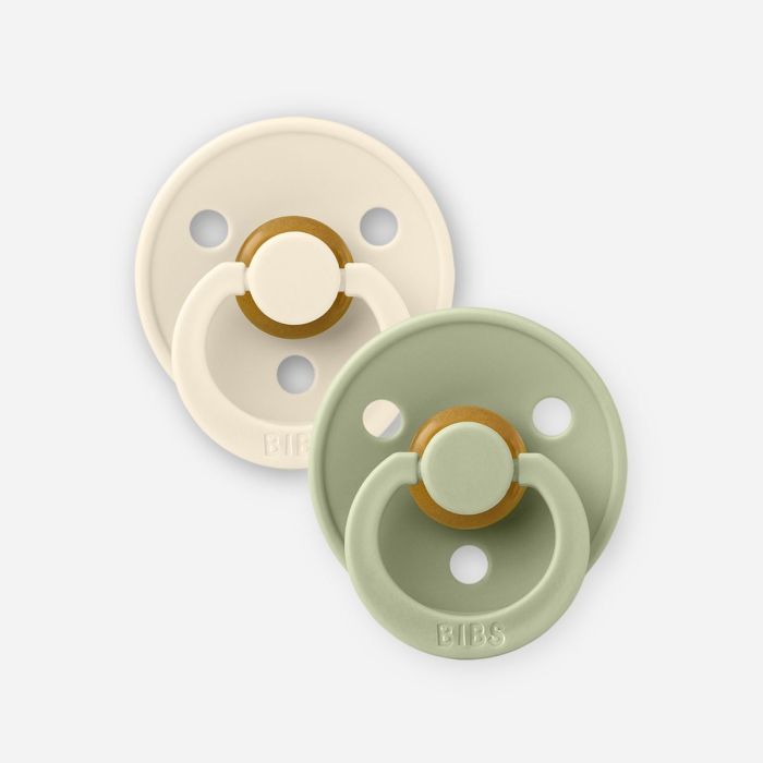 Соска BIBS 6-18 m Colour Latex Round Ivory / Sage, 2 шт