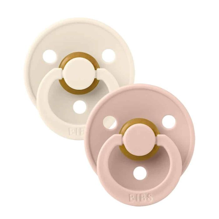 Пустушка BIBS 0-6 m  Colour Latex Round  Ivory / Blush 2 шт