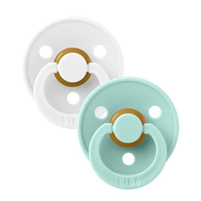 Пустушка BIBS 0-6 m  Colour Latex Round  White/Mint 2 шт.