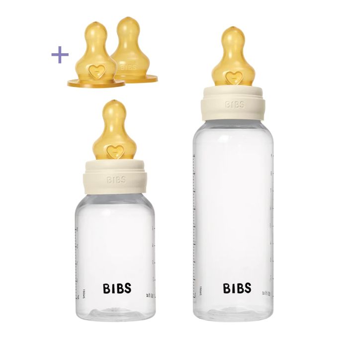 Набір дитячих пляшечок BIBS Grow and Flow Round Latex 150 мл/270 мл – Ivory