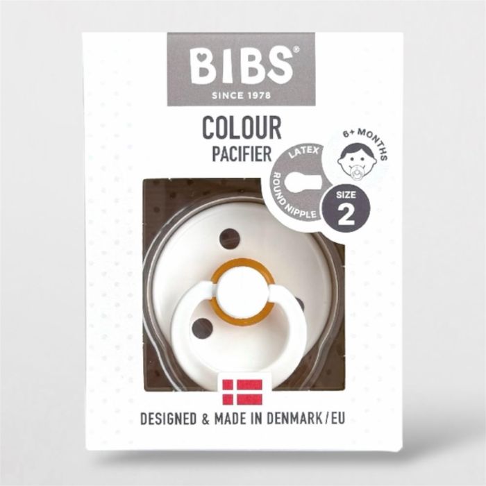 Соска пустушка BIBS 6-18 m Colour Latex Round (кругла) – White