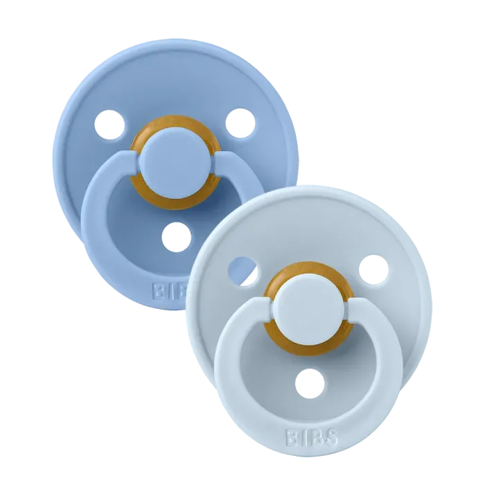 Соска BIBS 0-6 m Colour Latex Round (кругла) – Baby Blue / Sky Blue , 2 шт