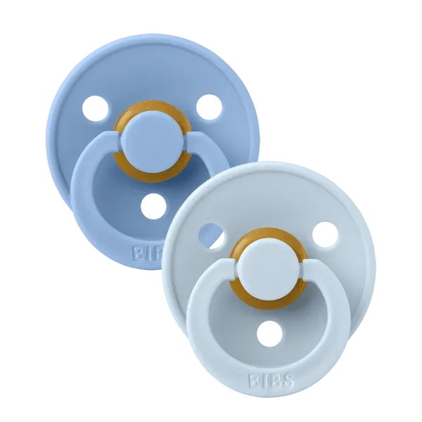 Соска BIBS 6-18 m Colour Latex Round (кругла) – Baby Blue / Sky Blue , 2 шт