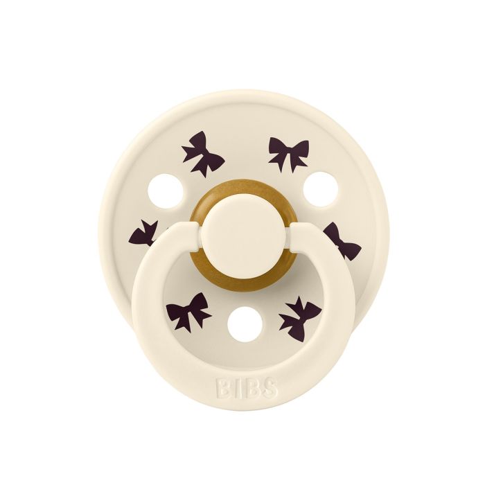 Пустушка BIBS 0-6 m Pacifier Colour Holiday Bow Latex Round (кругла) – Ivory Plum