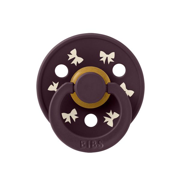 Пустушка BIBS 0-6 m Pacifier Colour Holiday Bow Latex Round (кругла) – Plum Ivory