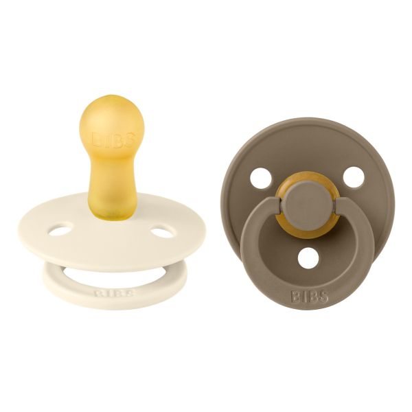 Соска пустушка BIBS 0-6 m Colour Latex Round (кругла) – Ivory/Dark Oak, 2 PACK