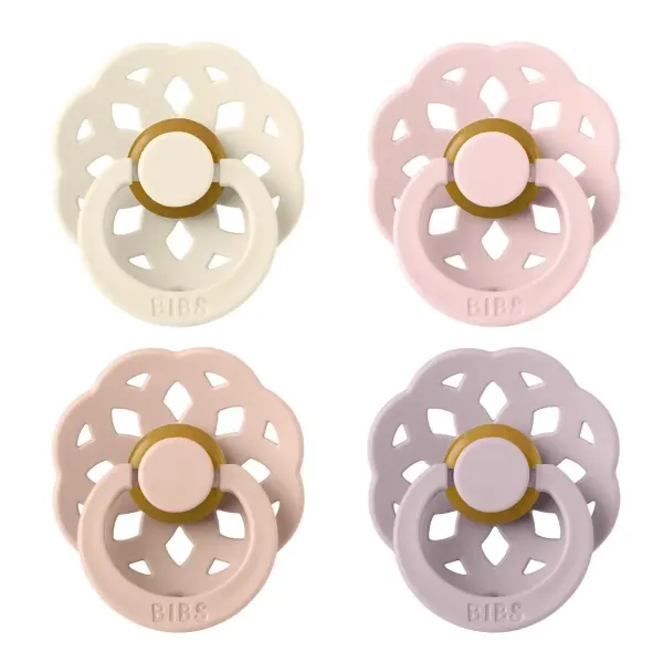 Набір пустушок BIBS 6-18 m Boheme Latex Round – Ivory/Blush/Blossom/Dusky Lilac 4 шт