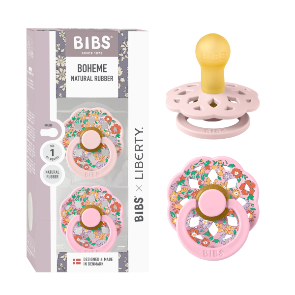 Пустушка 0-6 mBIBS x Liberty Boheme 2 PACK Oscar Meadow Latex Round (кругла) – Blossom Mix (2 в упаковці)
