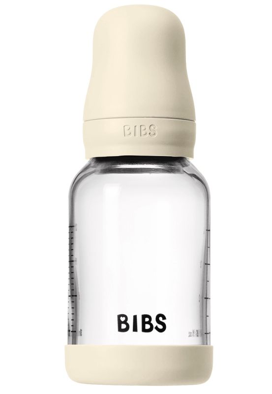 Скляна  BIBS Baby Glass Bottle дитяча пляшечка повний комплект  Ivory - 120 ml