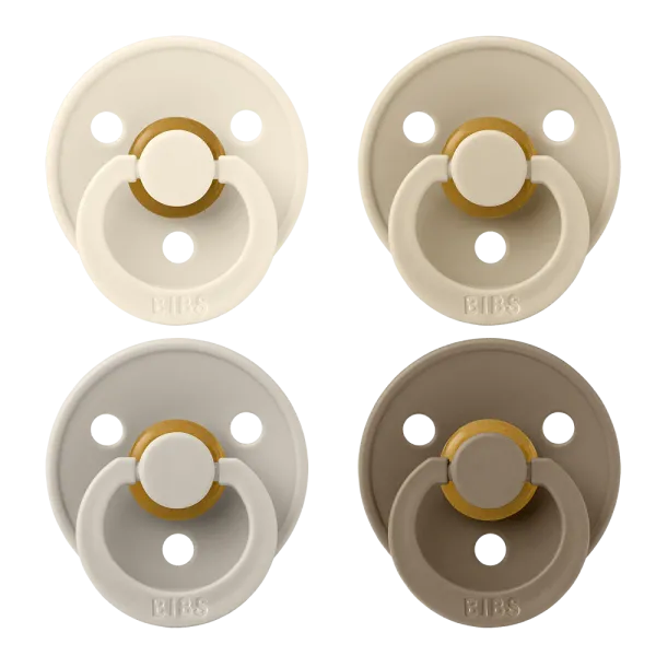 Cоски пустушки BIBS 6-18 m Colour Latex Round (круглі) - Ivory/Sand/Vanilla 4 PACK