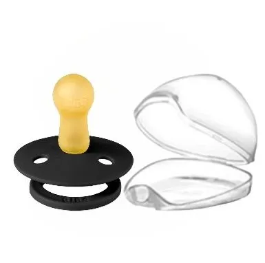 Пустушка BIBS 6-18 міс Colour Latex Round Black в контейнері для зберігання