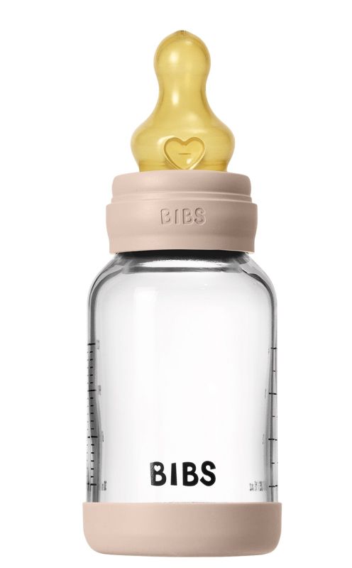 Скляна  BIBS Baby Glass Bottle дитяча пляшечка повний комплект  Blush - 120 ml